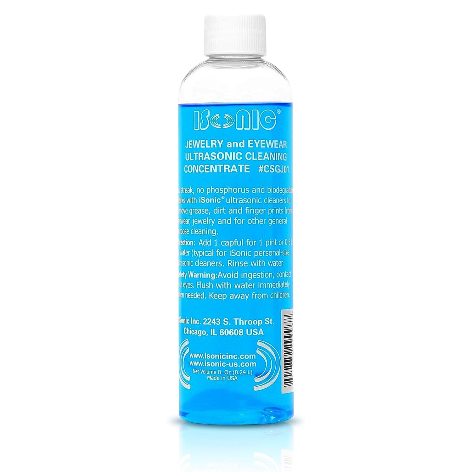 iSonic Ultrasonic Jewelry & Eyeglass Cleaner Solution Concentrate - Professional Cleaning Liquid for Ultrasonic Machine - Clean Gold, Silver, Diamond, Watch, Glasses, Eye Wear, 8-oz