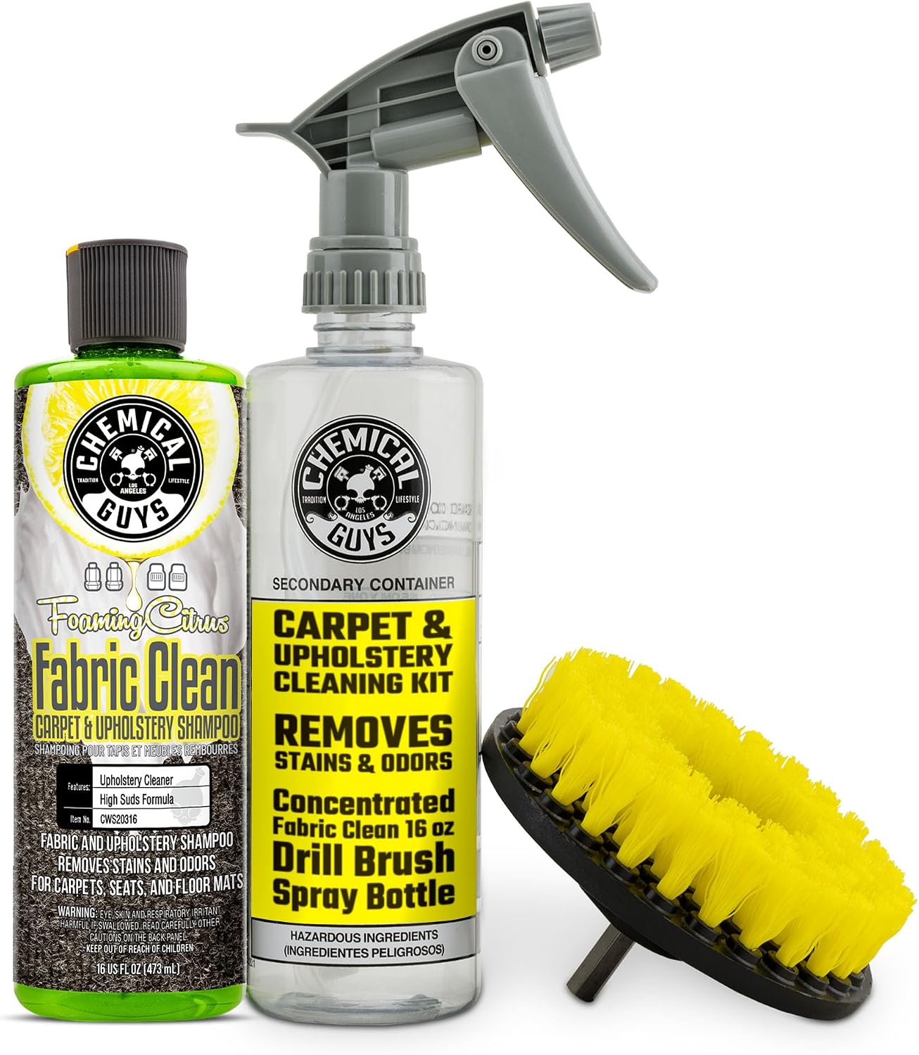 Chemical Guys Citrus Foaming Fabric & Carpet Cleaner Drill Brush, 16 oz